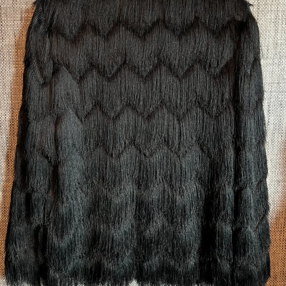 ZARA BLACK FRINGE JACKET SIZE MEDIUM - Picture 2 of 3